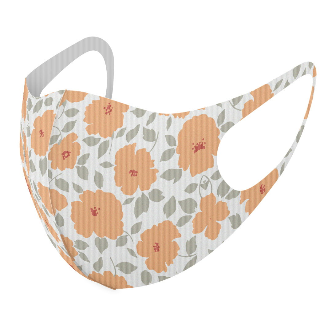 2枚セット デザインマスク 洗えるマスク おしゃれ 人気 ファッション ポリエステル 布マスク 洗って 繰り返し 大人用 子供用 普通 メンズ レディース 男性 女性 こども ジュニア キッズ 幼児 未就学児 010832 花　　オレンジ
