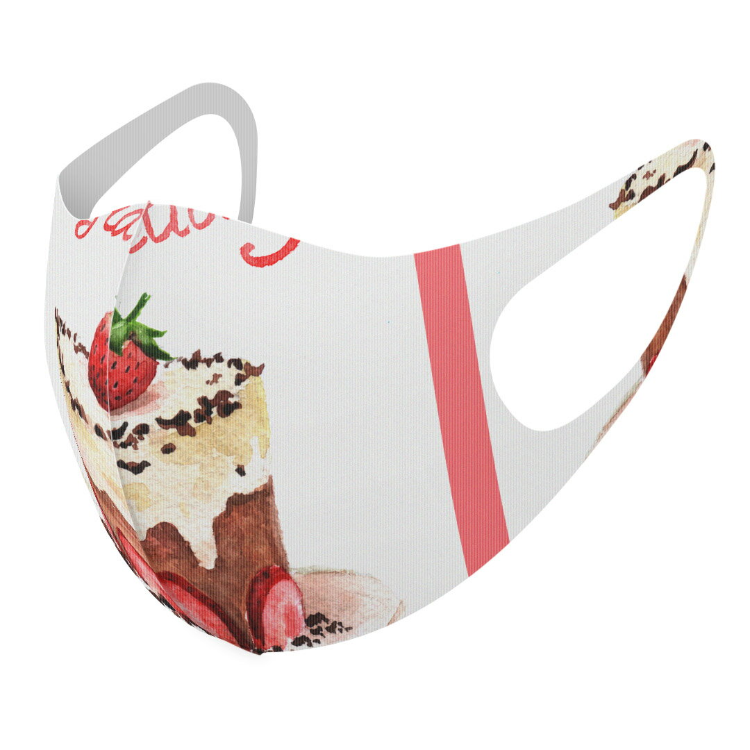 2枚セット デザインマスク 洗えるマスク おしゃれ 人気 ファッション ポリエステル 布マスク 洗って 繰り返し 大人用 子供用 普通 メンズ レディース 男性 女性 こども ジュニア キッズ 幼児 未就学児 013460 ケーキ いちご 英語
