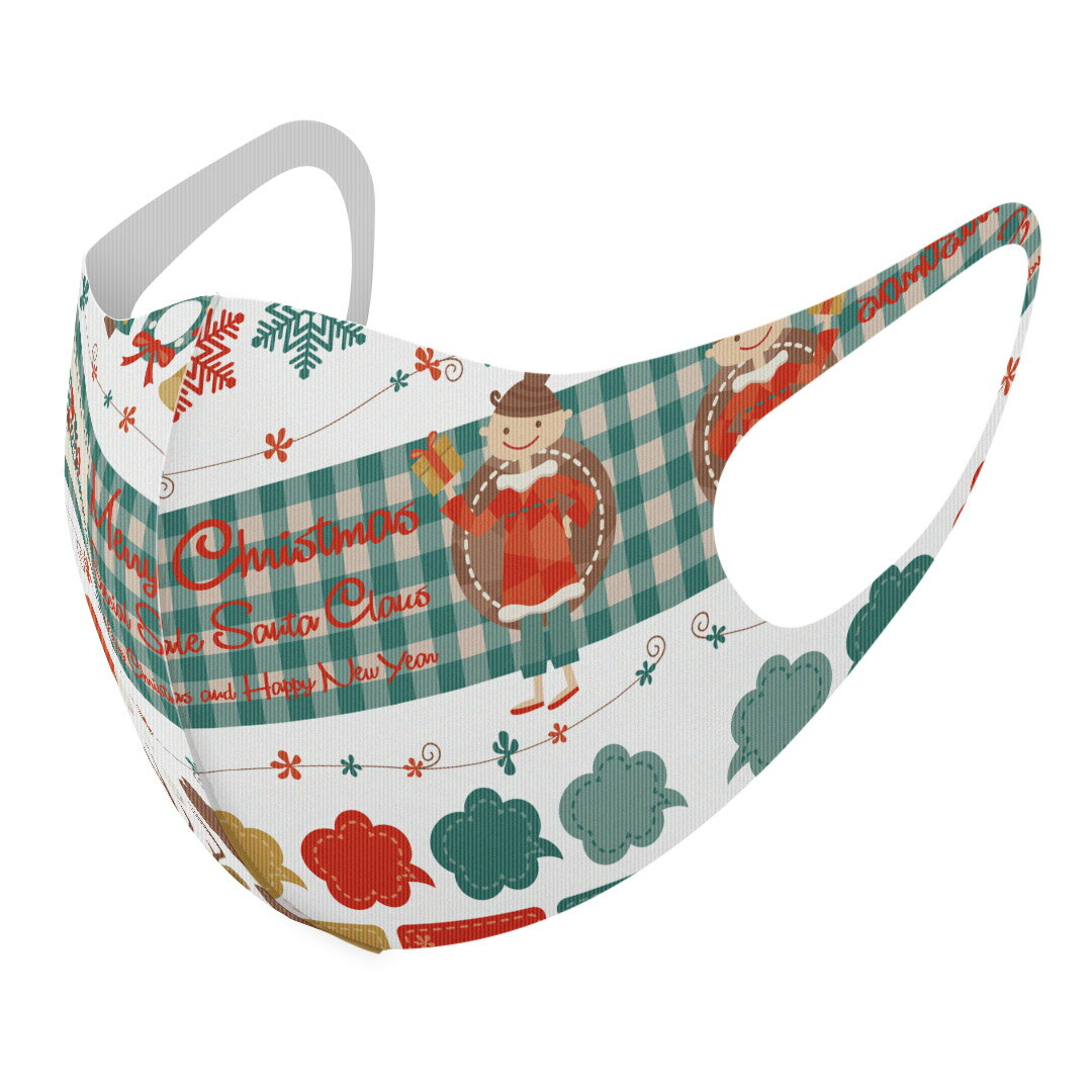 2枚セット デザインマスク 洗えるマスク おしゃれ 人気 ファッション ポリエステル 布マスク 洗って 繰り返し 大人用 子供用 普通 メンズ レディース 男性 女性 こども ジュニア キッズ 幼児 未就学児 013798 クリスマス サンタ トナカイ