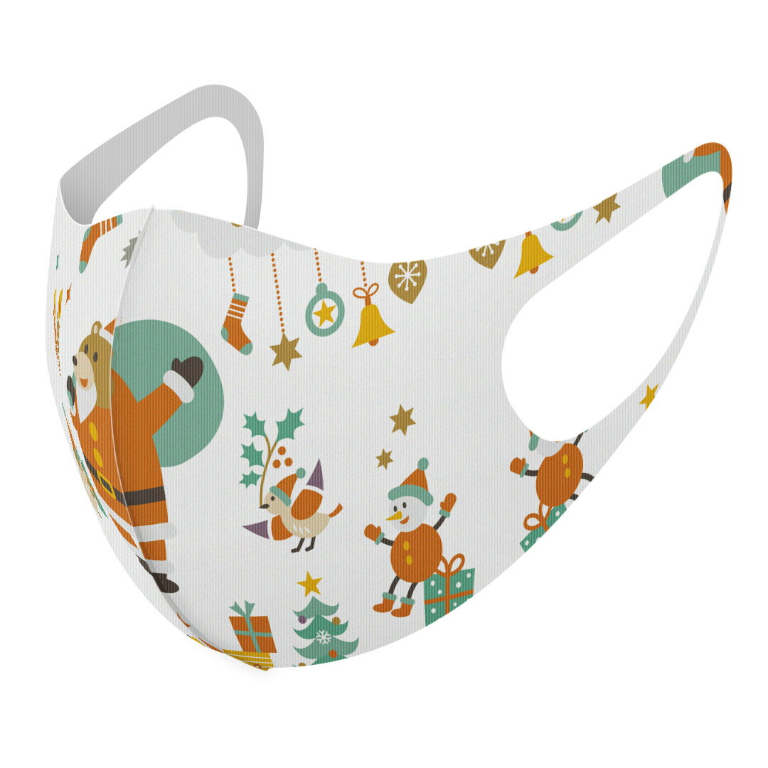 2枚セット デザインマスク 洗えるマスク おしゃれ 人気 ファッション ポリエステル 布マスク 洗って 繰り返し 大人用 子供用 普通 メンズ レディース 男性 女性 こども ジュニア キッズ 幼児 未就学児 013853 サンタ 動物 クリスマス