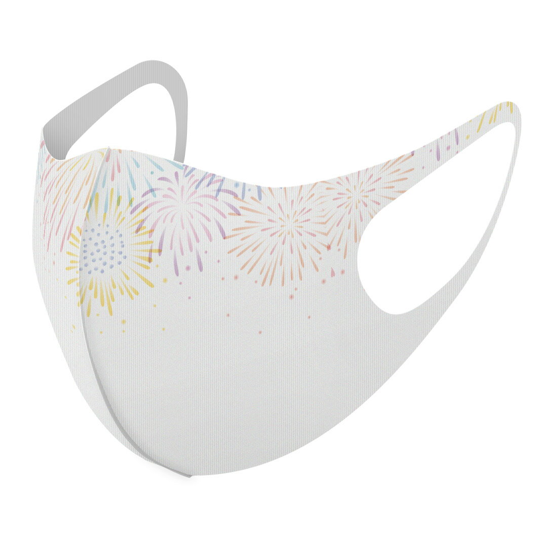 2枚セット デザインマスク 洗えるマスク おしゃれ 人気 ファッション ポリエステル 布マスク 洗って 繰り返し 大人用 子供用 普通 メンズ レディース 男性 女性 こども ジュニア キッズ 幼児 未就学児 014145 花火 カラフル