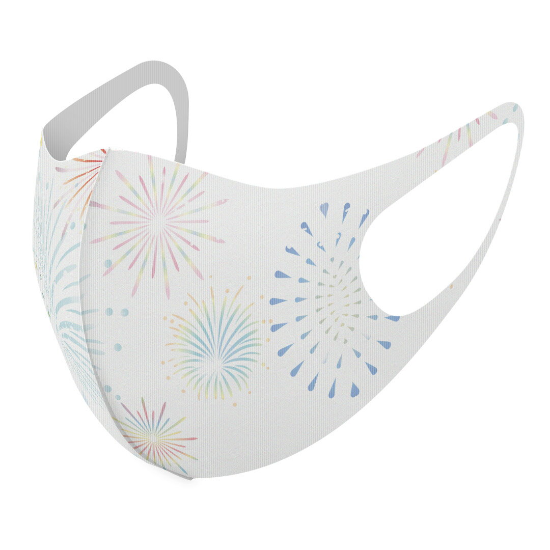 2枚セット デザインマスク 洗えるマスク おしゃれ 人気 ファッション ポリエステル 布マスク 洗って 繰り返し 大人用 子供用 普通 メンズ レディース 男性 女性 こども ジュニア キッズ 幼児 未就学児 014196 花火 カラフル
