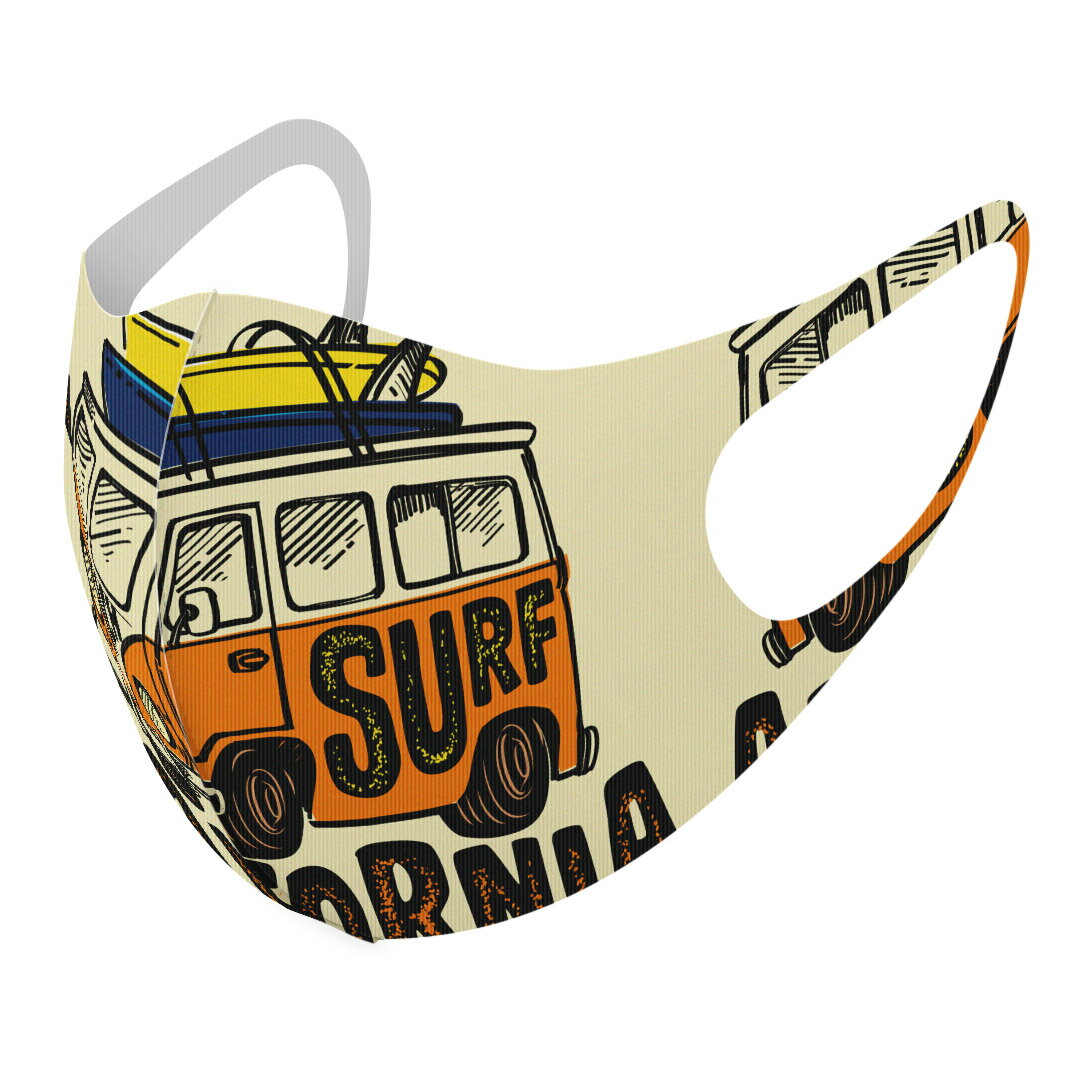 2枚セット デザインマスク 洗えるマスク おしゃれ 人気 ファッション ポリエステル 布マスク 洗って 繰り返し 大人用 子供用 普通 メンズ レディース 男性 女性 こども ジュニア キッズ 幼児 未就学児 014313 カリフォルニア　サーフィン(4.0)
