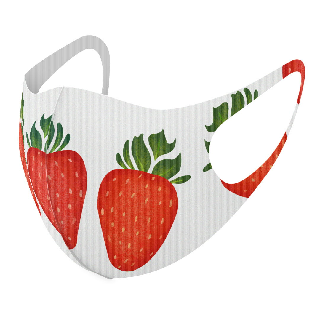 2枚セット デザインマスク 洗えるマスク おしゃれ 人気 ファッション ポリエステル 布マスク 洗って 繰り返し 大人用 子供用 普通 メンズ レディース 男性 女性 こども ジュニア キッズ 幼児 未就学児 014692 イチゴ フルーツ