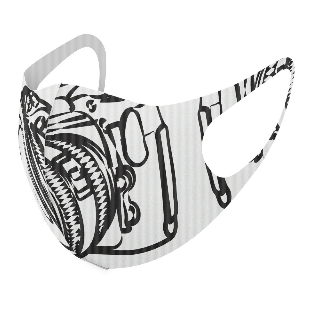 2枚セット デザインマスク 洗えるマスク おしゃれ 人気 ファッション ポリエステル 布マスク 洗って 繰り返し 大人用 子供用 普通 メンズ レディース 男性 女性 こども ジュニア キッズ 幼児 未就学児 014761 カメラ　白黒　一眼レフ