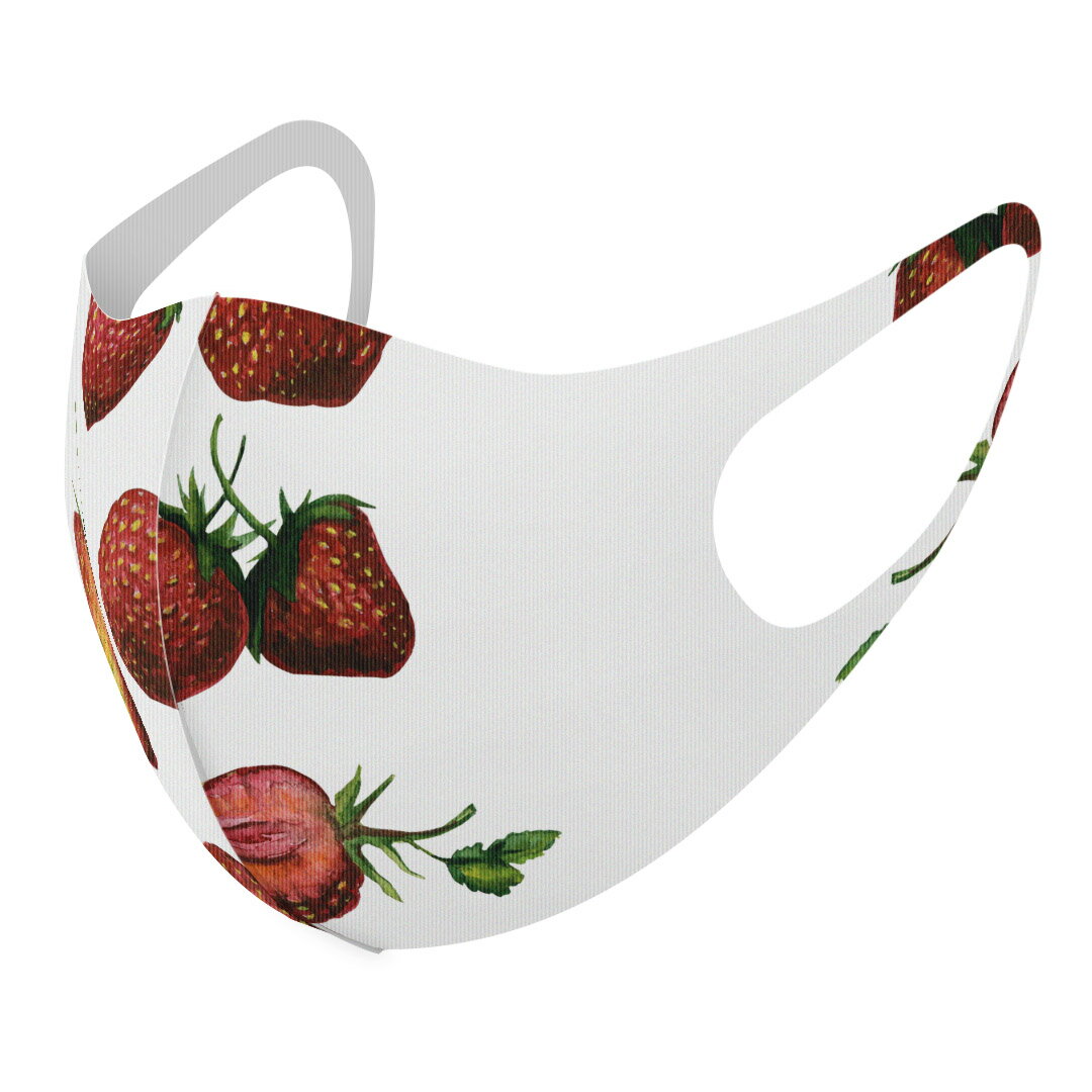 2枚セット デザインマスク 洗えるマスク おしゃれ 人気 ファッション ポリエステル 布マスク 洗って 繰り返し 大人用 子供用 普通 メンズ レディース 男性 女性 こども ジュニア キッズ 幼児 未就学児 014891 イチゴ 苺 イラスト