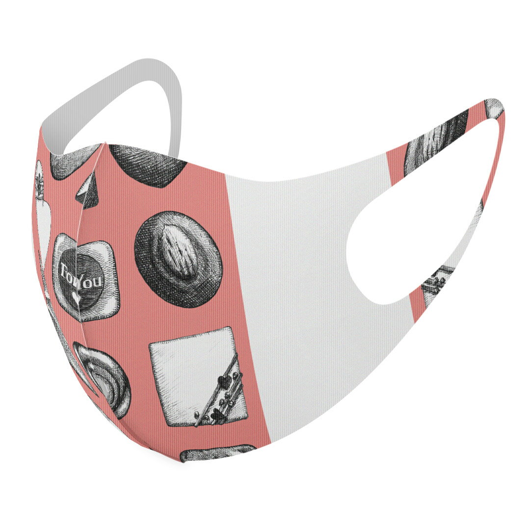 2枚セット デザインマスク 洗えるマスク おしゃれ 人気 ファッション ポリエステル 布マスク 洗って 繰り返し 大人用 子供用 普通 メンズ レディース 男性 女性 こども ジュニア キッズ 幼児 未就学児 015397 ハート チョコ ピンク