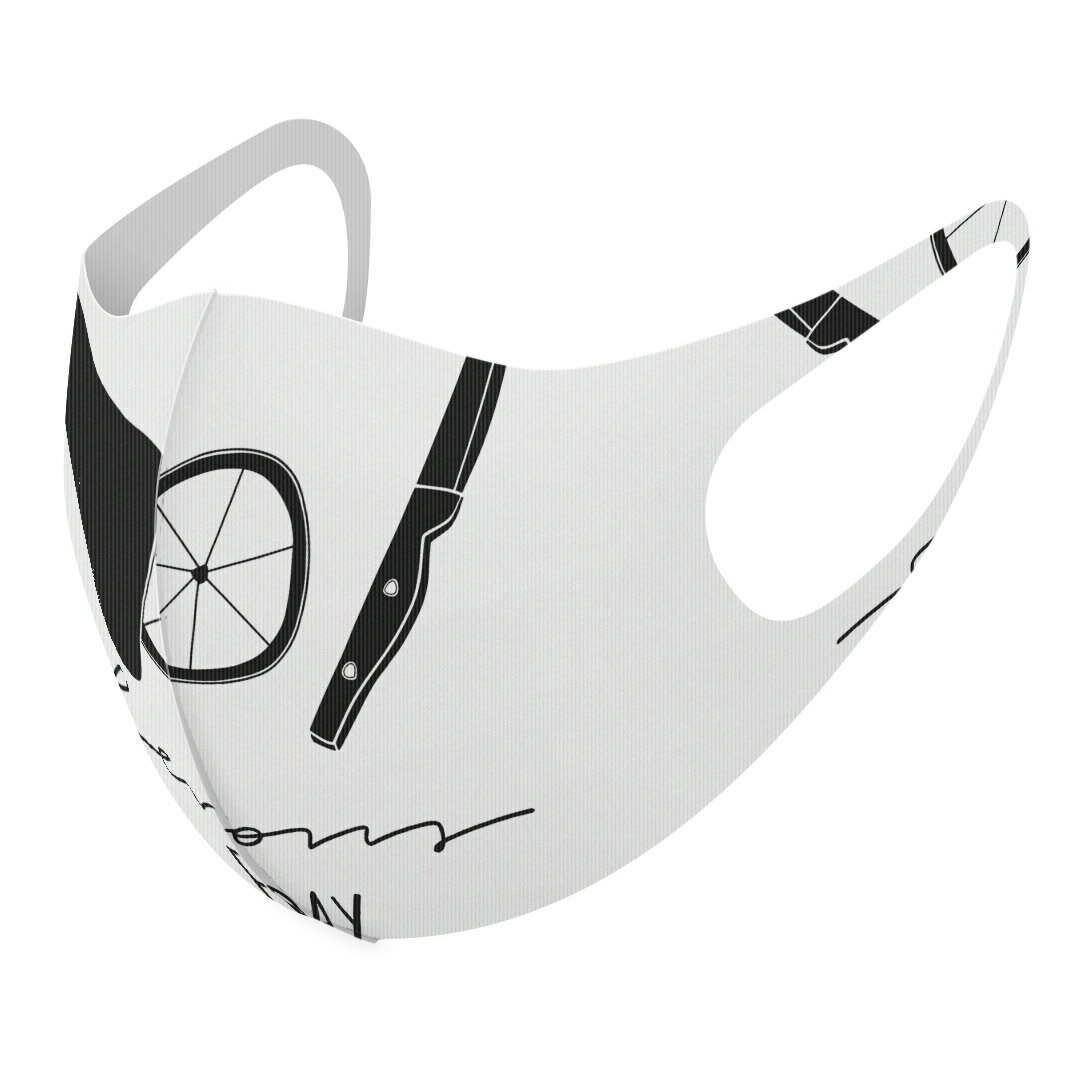 2枚セット デザインマスク 洗えるマスク おしゃれ 人気 ファッション ポリエステル 布マスク 洗って 繰り返し 大人用 子供用 普通 メンズ レディース 男性 女性 こども ジュニア キッズ 幼児 未就学児 015742 レモン　食べ物　野菜　モノクロ(4.0)