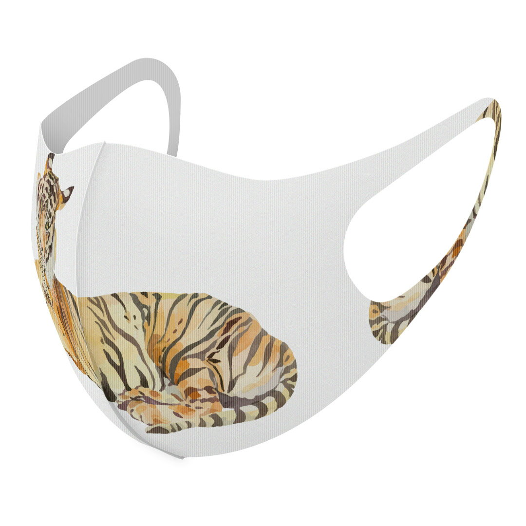 2枚セット デザインマスク 洗えるマスク おしゃれ 人気 ファッション ポリエステル 布マスク 洗って 繰り返し 大人用 子供用 普通 メンズ レディース 男性 女性 こども ジュニア キッズ 幼児 未就学児 017543 トラ　Tiger　動物(4)