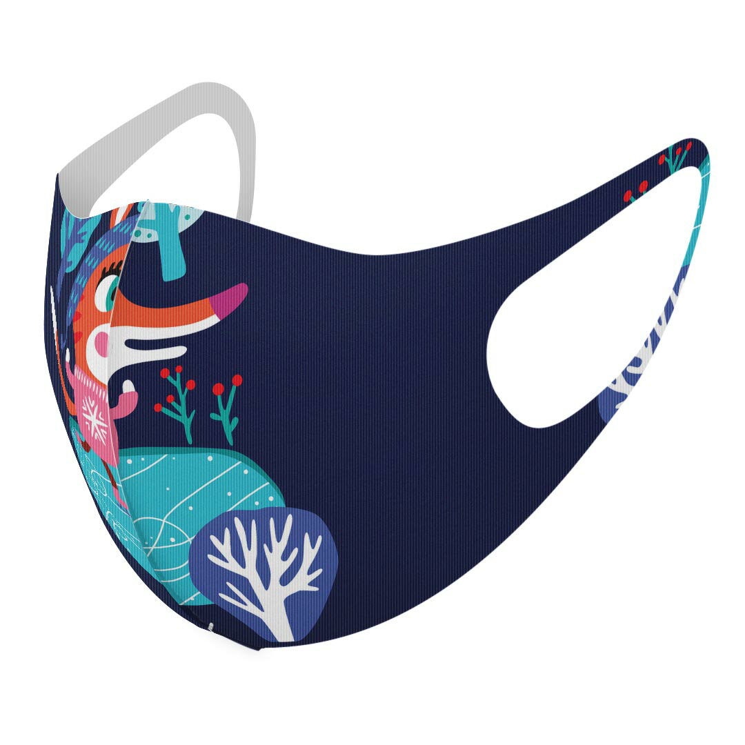 2枚セット デザインマスク 洗えるマスク おしゃれ 人気 ファッション ポリエステル 布マスク 洗って 繰り返し 大人用 子供用 普通 メンズ レディース 男性 女性 こども ジュニア キッズ 幼児 未就学児 019066 イラスト アニマル キッズ