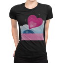 tシャツ レディース 半袖 ブラック 黒 デザイン M L Tシャツ ティーシャツ T shirt 001150 くじら ハート