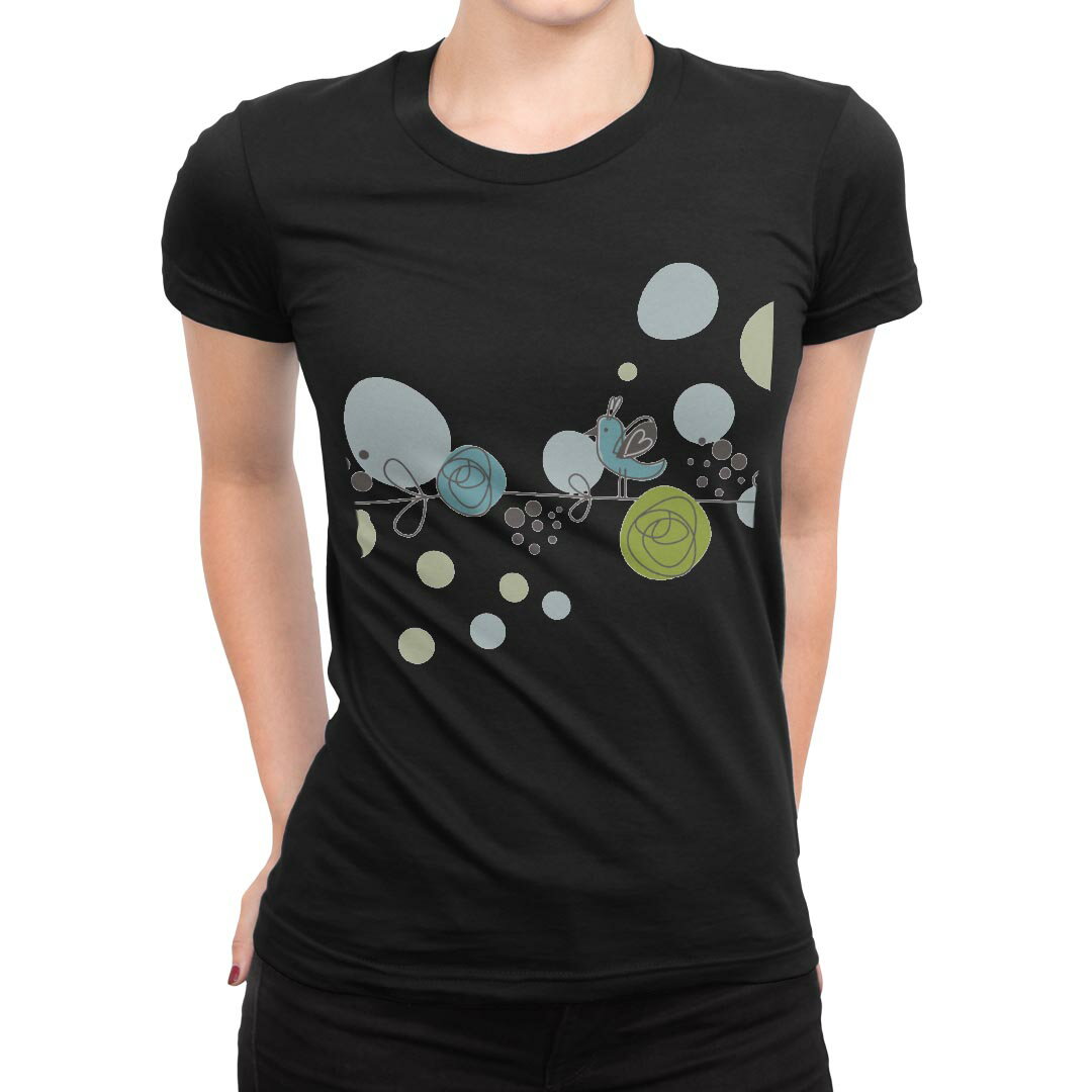 tシャツ レディース 半袖 ブラック 黒 デザイン M L Tシャツ ティーシャツ T shirt 001554 花　薔薇　とり