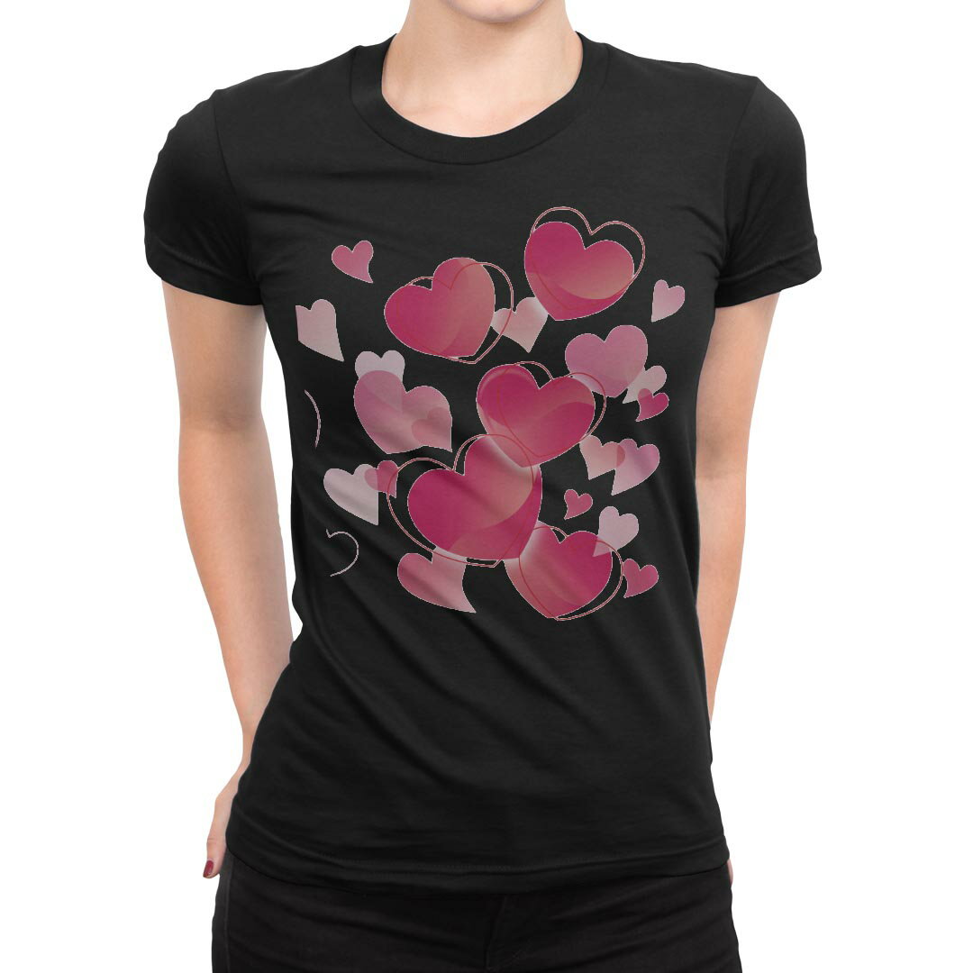 tシャツ レディース 半袖 ブラック 黒 デザイン M L Tシャツ ティーシャツ T shirt 001616 ハート かわいい