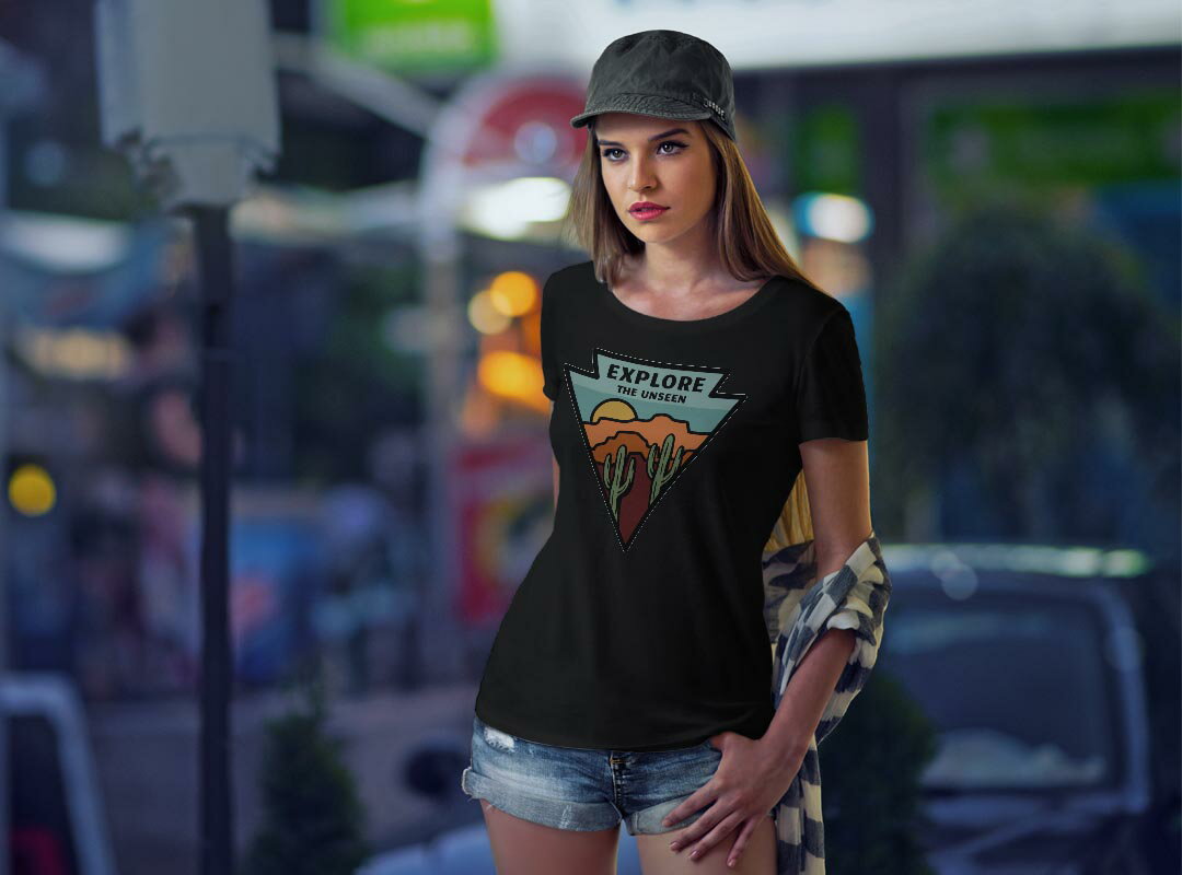 tシャツ レディース 半袖 ブラック 黒 デザイン S M L XL Tシャツ ティーシャツ T shirt 032278 ワッペン アウトドアステッカー 2