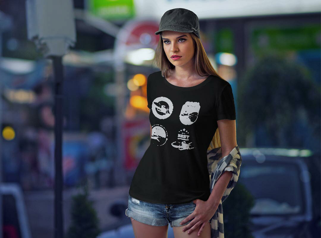 tシャツ レディース 半袖 ブラック 黒 デザイン M L Tシャツ ティーシャツ T shirt 011351 宇宙　ロケット　宇宙船 kabekore-11282966 kabeコレ サンプル画像2