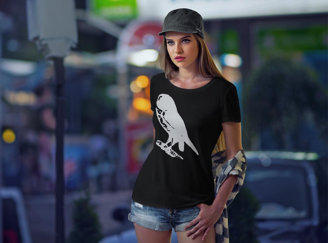 tシャツ レディース 半袖 ブラック 黒 デザイン M L Tシャツ ティーシャツ T shirt 017479 リアル　フクロウ　鳥 kabekore-10677387 kabeコレ サンプル画像2