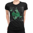 tシャツ レディース 半袖 ブラック 黒 デザイン M L Tシャツ ティーシャツ T shirt 002533 シンプル 絵の具 緑