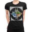 tシャツ レディース 半袖 ブラック 黒 デザイン M L Tシャツ ティーシャツ T shirt 002636 花 カラフル