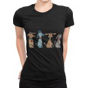 tシャツ レディース 半袖 ブラック 黒 デザイン M L Tシャツ ティーシャツ T shirt 003638 犬 動物 キャラクター