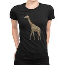 tシャツ レディース 半袖 ブラック 黒 デザイン M L Tシャツ ティーシャツ T shirt 020028 動物 麒麟 きりん