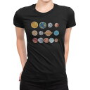tシャツ レディース 半袖 ブラック 黒 デザイン M L Tシャツ ティーシャツ T shirt 020074 宇宙 惑星 星