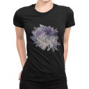 tシャツ レディース 半袖 ブラック 黒 デザイン M L Tシャツ ティーシャツ T shirt 022601 紫陽花 あじさい
