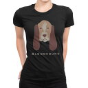 tシャツ レディース 半袖 ブラック 黒 デザイン M L Tシャツ ティーシャツ T shirt 022605 犬 ブラッドハウンド