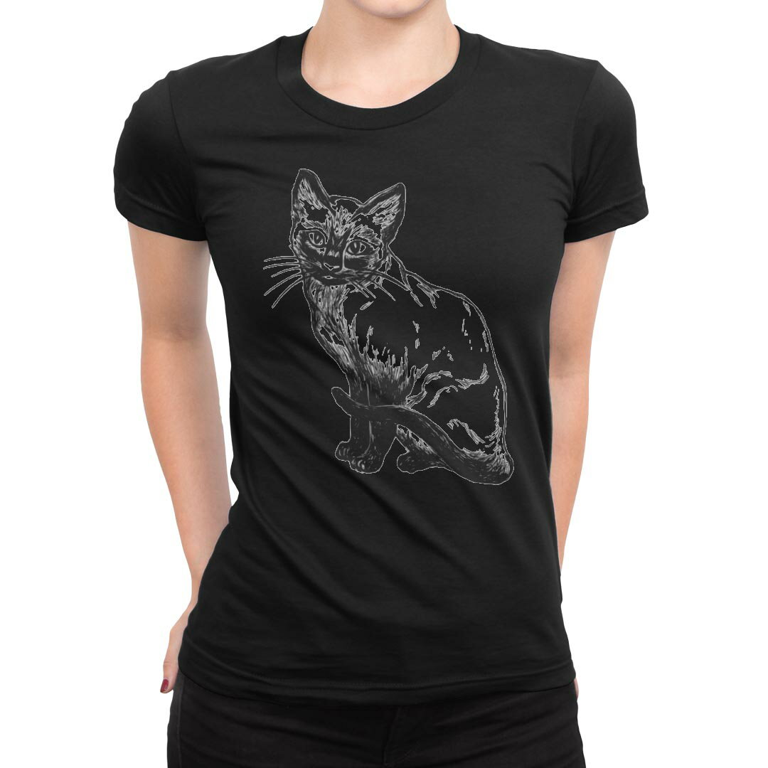 Rakuten - tシャツ レディース 半袖 ブラック 黒 デザイン M L Tシャツ ティーシャツ T shirt 022749 猫 かわいい