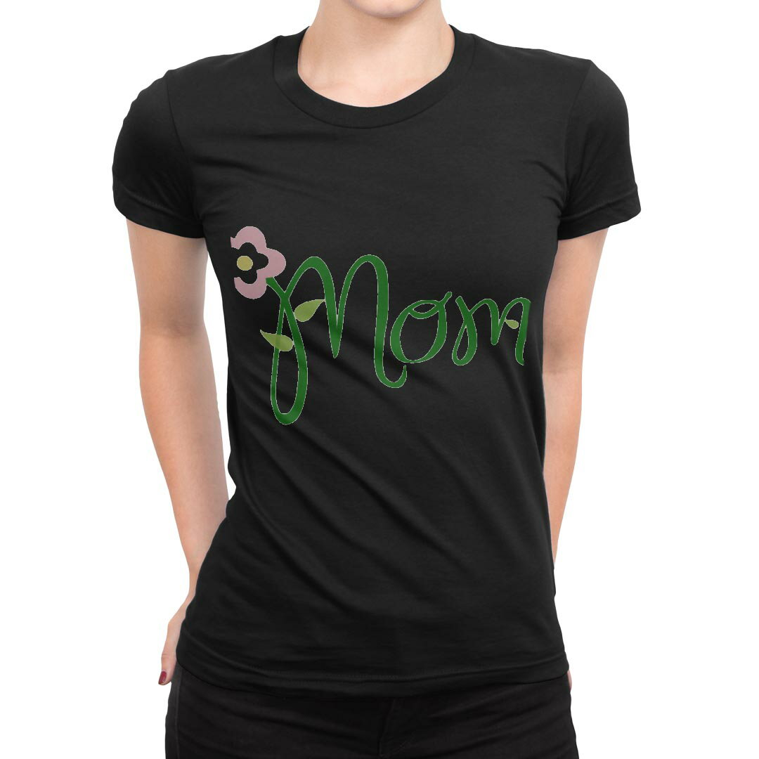 tシャツ レディース 半袖 ブラック 黒 デザイン M L Tシャツ ティーシャツ T shirt 026223 花 お母さん 母の日 文字