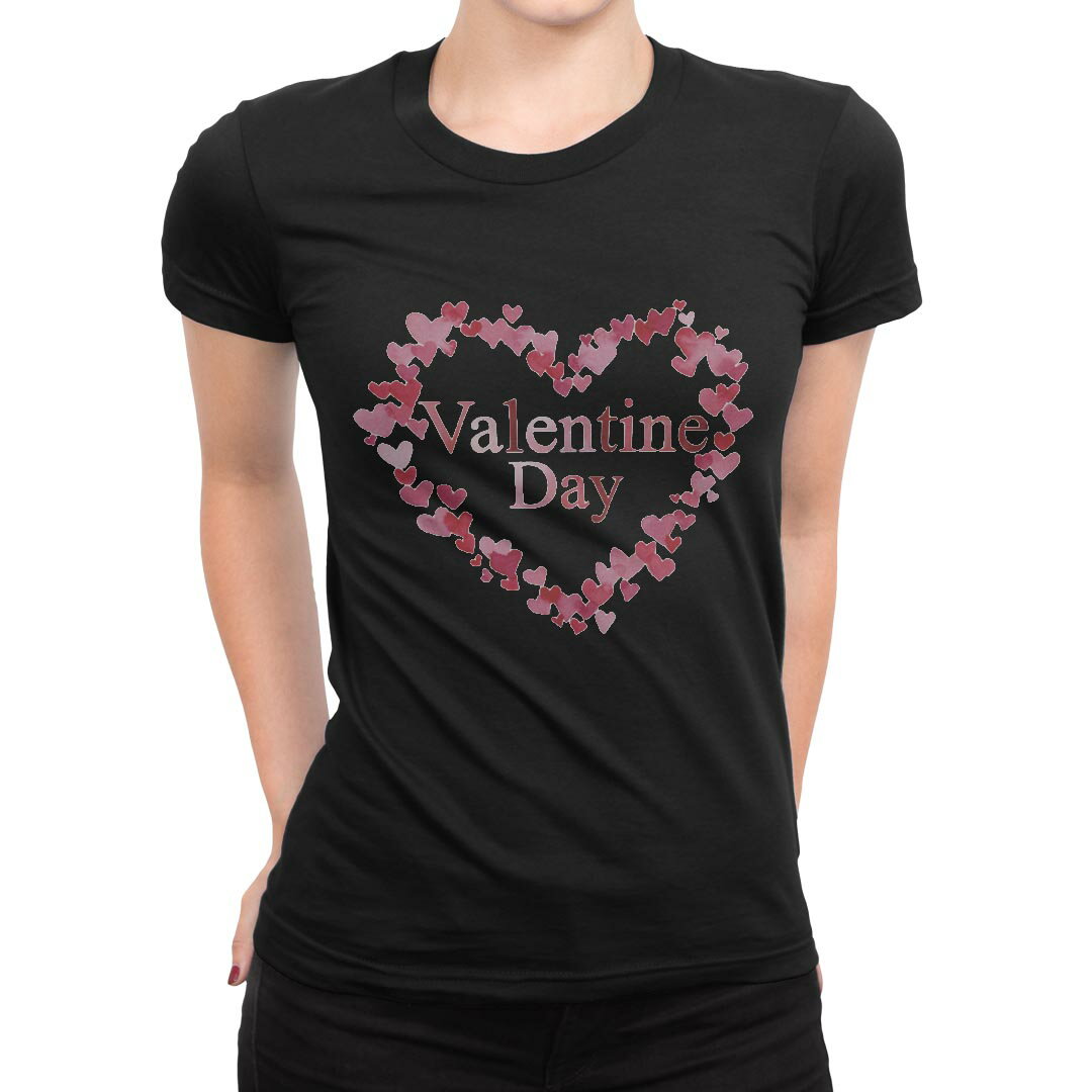tシャツ レディース 半袖 ブラック 黒 デザイン S M L XL Tシャツ ティーシャツ T shirt 031554 バレンタイン ハート かわいい