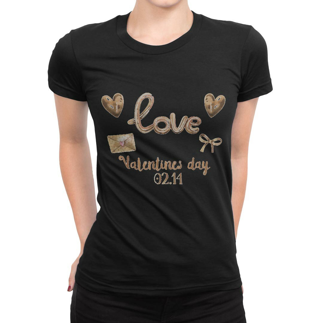 tシャツ レディース 半袖 ブラック 黒 デザイン S M L XL Tシャツ ティーシャツ T shirt 031592 バレンタイン ハート 英字