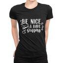 tシャツ レディース 半袖 ブラック 黒 デザイン S M L XL Tシャツ ティーシャツ T shirt 031723 はさみ おしゃれ ヘアサロン