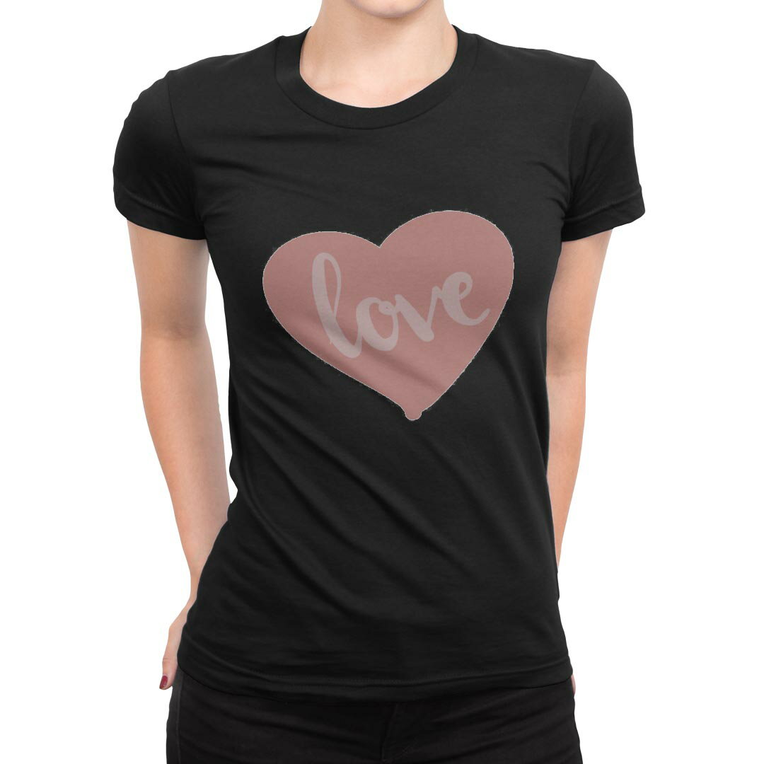 tシャツ レディース 半袖 ブラック 黒 デザイン S M L XL Tシャツ ティーシャツ T shirt 031865 ラブ ハート シンプル