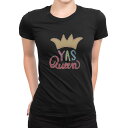 tシャツ レディース 半袖 ブラック 黒 デザイン S M L XL Tシャツ ティーシャツ T shirt 031885 クイーン 文字 王冠