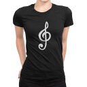 tシャツ レディース 半袖 ブラック 黒 デザイン S M L XL Tシャツ ティーシャツ T shirt 031899 音符 ト音記号