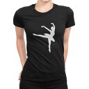 tシャツ レディース 半袖 ブラック 黒 デザイン S M L XL Tシャツ ティーシャツ T shirt 031933 バレリーナ ポーズ シルエット