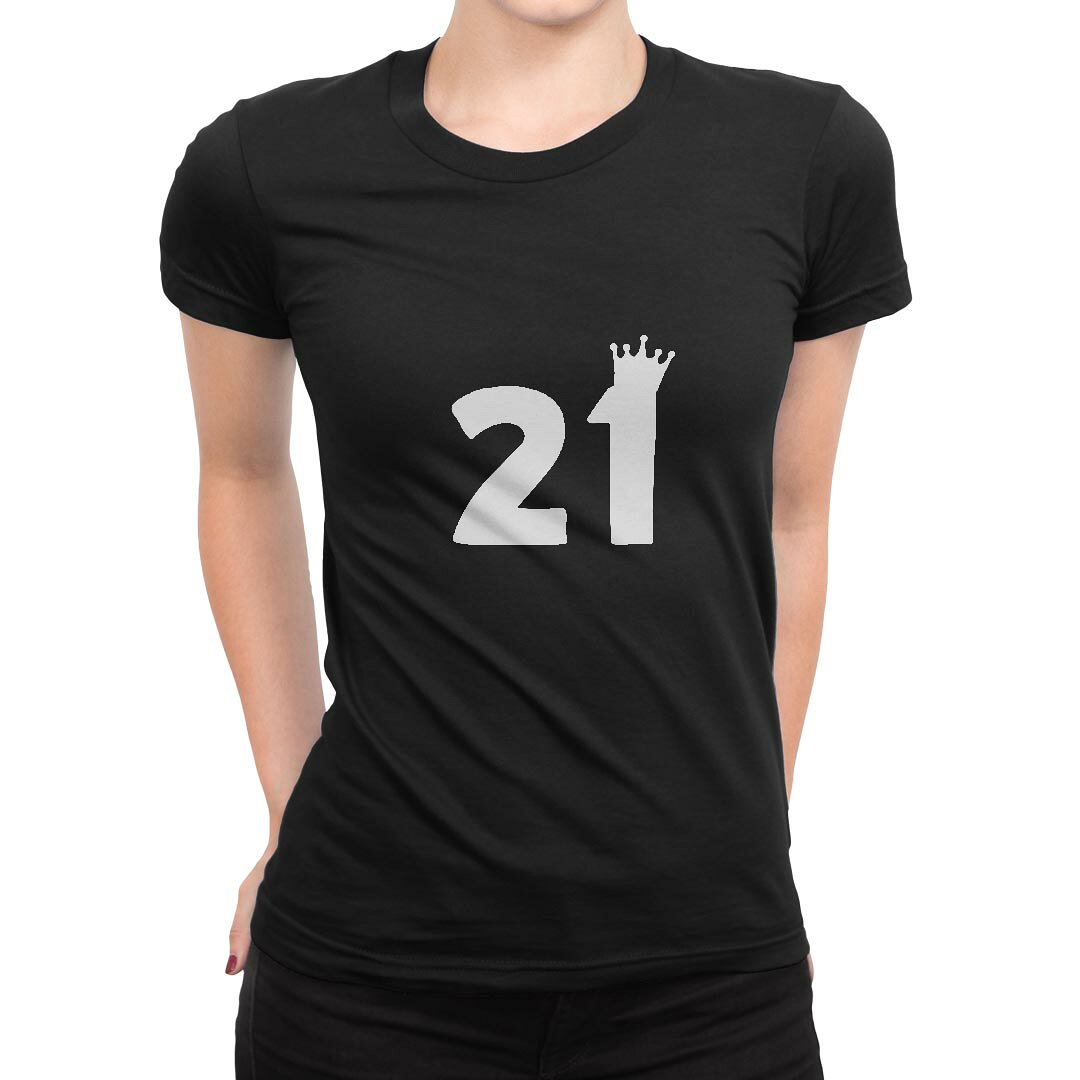 tシャツ レディース 半袖 ブラック 黒 デザイン S M L XL Tシャツ ティーシャツ T shirt 031952 数字 記念日 21 kabekore-11009662 kabeコレ パッケージ画像