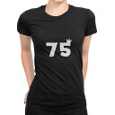 tシャツ レディース 半袖 ブラック 黒 デザイン S M L XL Tシャツ ティーシャツ T shirt 032006 数字 記念日 75