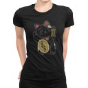 tシャツ レディース 半袖 ブラック 黒 デザイン S M L XL Tシャツ ティーシャツ T shirt 032097 招き猫 イラスト かわいい