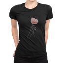 tシャツ レディース 半袖 ブラック 黒 デザイン S M L XL Tシャツ ティーシャツ T shirt 032101 花 手 綺麗
