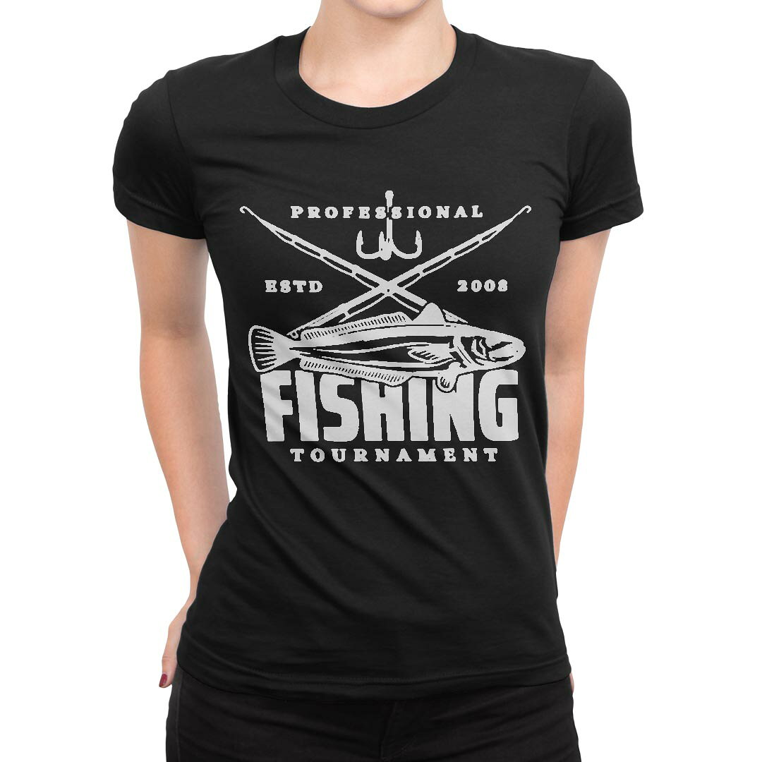 tシャツ レディース 半袖 ブラック 黒 デザイン S M L XL Tシャツ ティーシャツ T shirt 032164 fishing