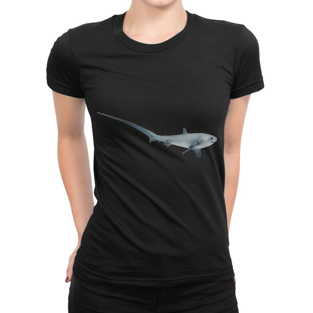 tシャツ レディース 半袖 ブラック 黒 デザイン S M L XL Tシャツ ティーシャツ T shirt 032196 鮫 シャーク