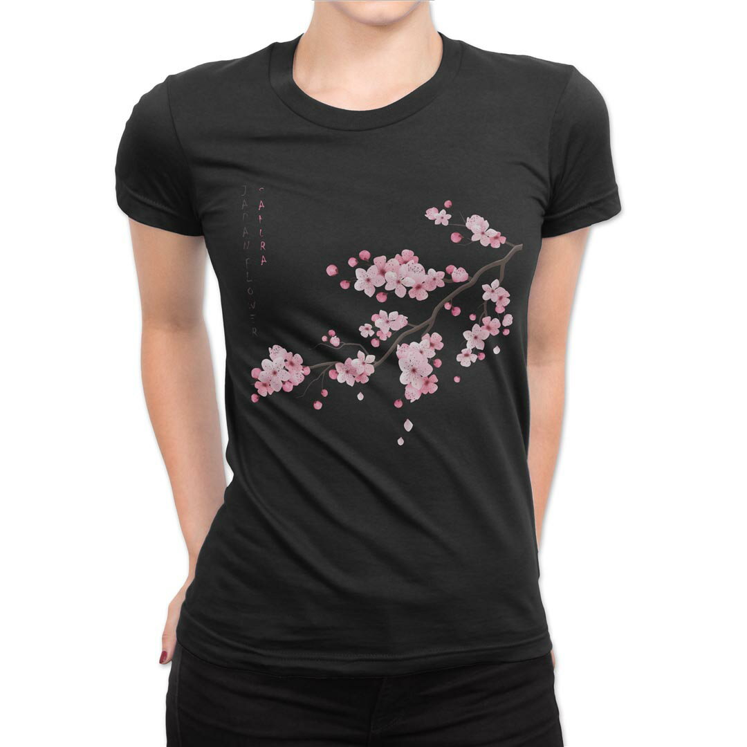 tシャツ レディース 半袖 ブラック 黒 デザイン S M L XL Tシャツ ティーシャツ T shirt 032223 桜 sakura