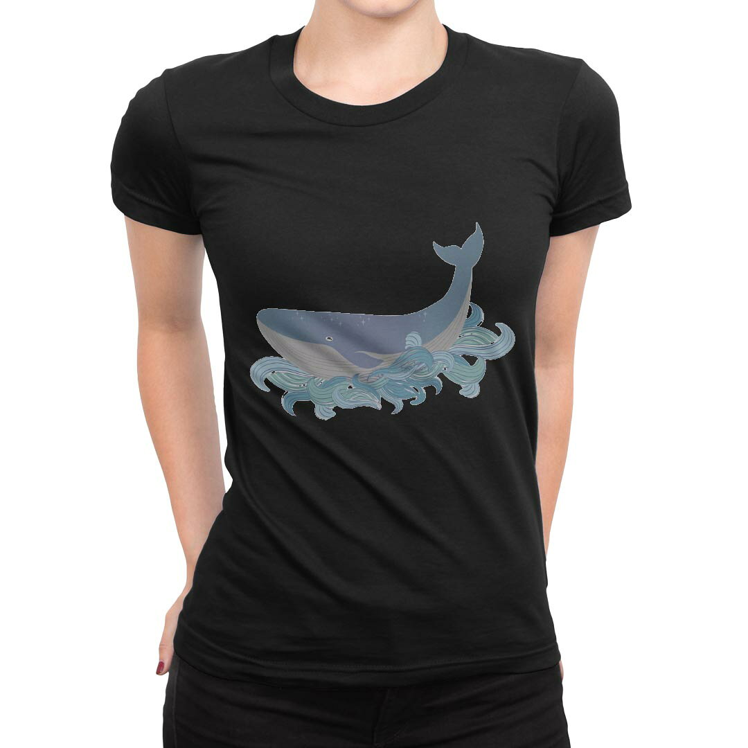 tシャツ レディース 半袖 ブラック 黒 デザイン S M L XL Tシャツ ティーシャツ T shirt 032255 海 イラスト kabekore-11010862 kabeコレ パッケージ画像