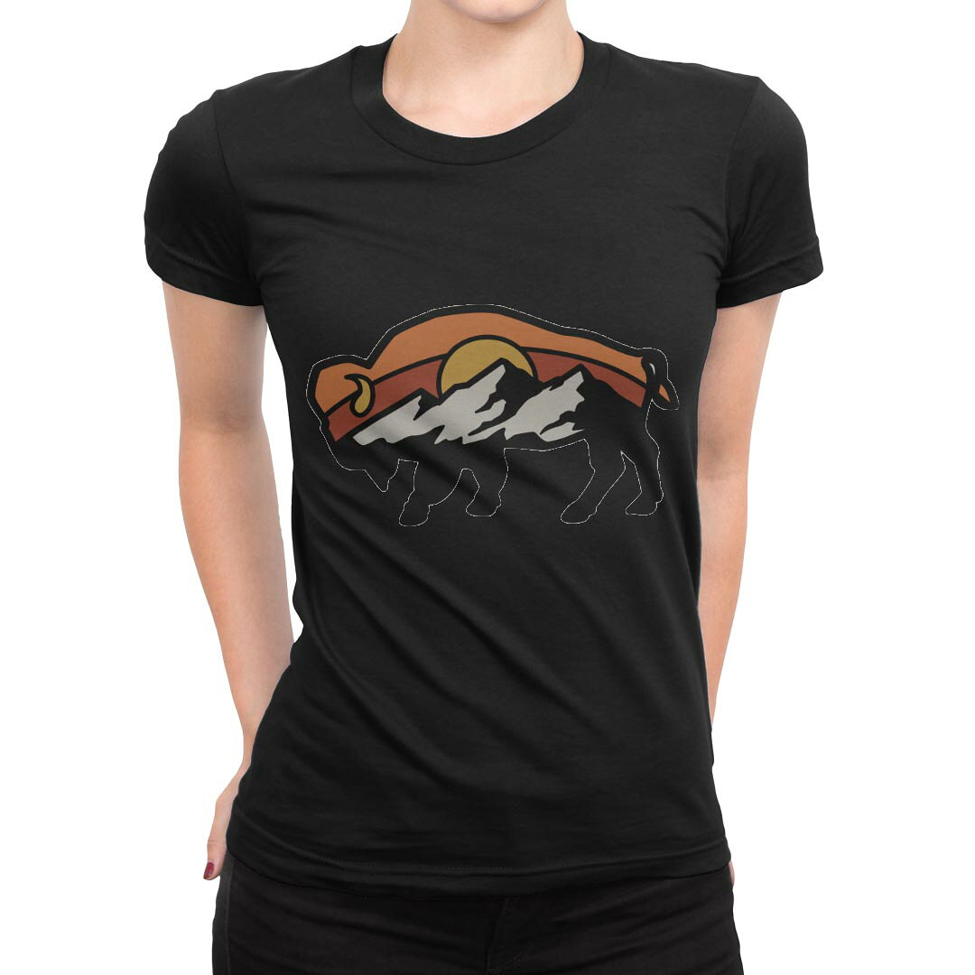 tシャツ レディース 半袖 ブラック 黒 デザイン S M L XL Tシャツ ティーシャツ T shirt 032268 バッファロー kabekore-11262558 kabeコレ パッケージ画像