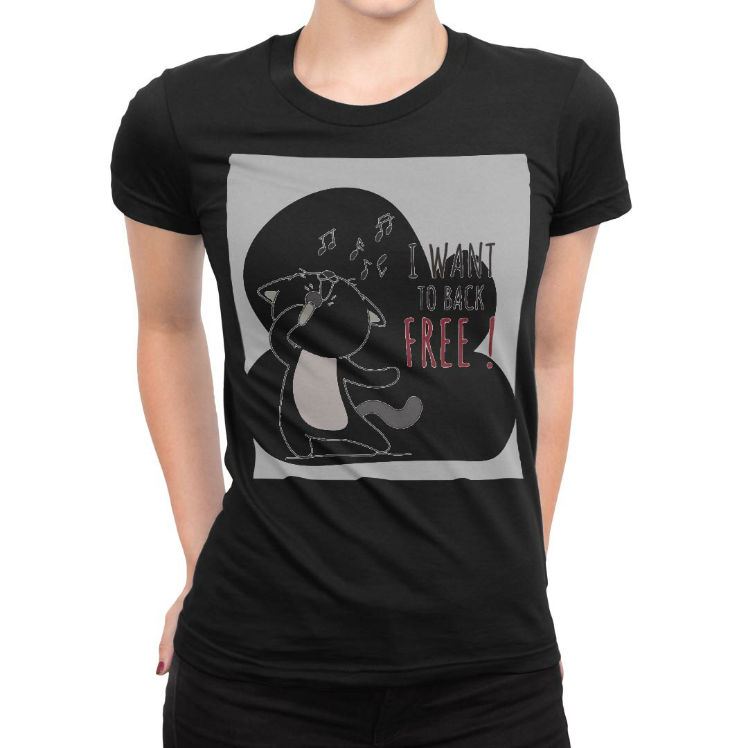 tシャツ レディース 半袖 ブラック 黒 デザイン M L Tシャツ ティーシャツ T shirt 032563 ネコ cat かわいい