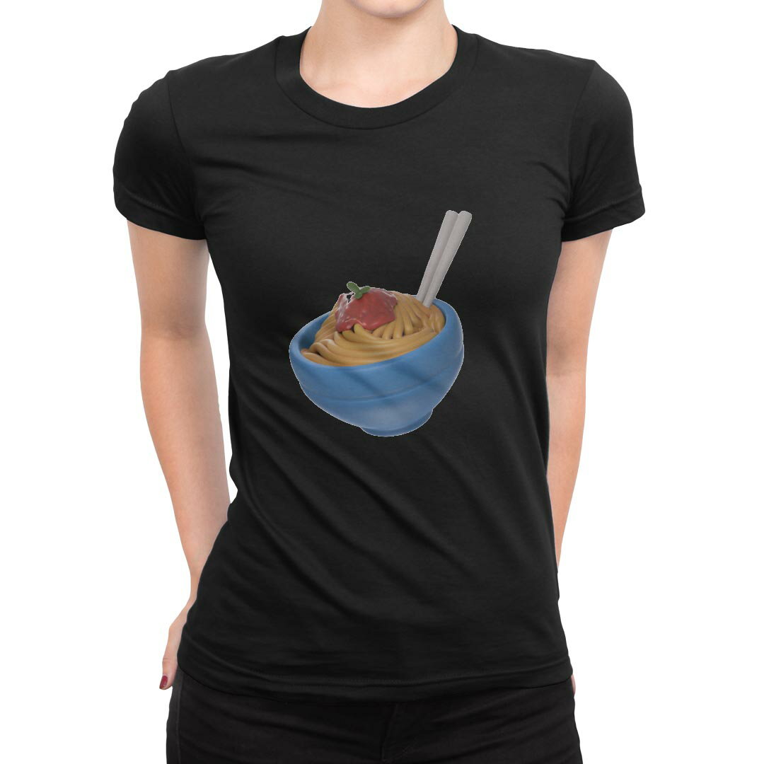 tシャツ レディース 半袖 ブラック 黒 デザイン M L Tシャツ ティーシャツ T shirt 032575 ラーメン ヌ..