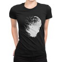 tシャツ レディース 半袖 ブラック 黒 デザイン M L Tシャツ ティーシャツ T shirt 032655 日 顔 ホラー