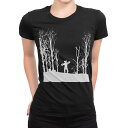 tシャツ レディース 半袖 ブラック 黒 デザイン M L Tシャツ ティーシャツ T shirt 032677 おばけ 森