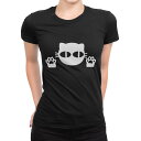 tシャツ レディース 半袖 ブラック 黒 デザイン M L Tシャツ ティーシャツ T shirt 034407 猫 肉球